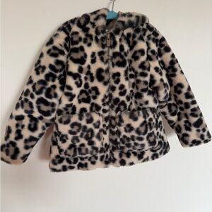 Leopard Print Kids Faux Fur Coat